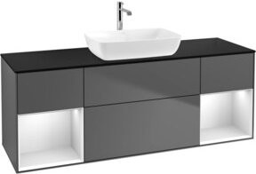 V&B Waschtischunterschrank Finion mit Wandbeleuchtung, Anthrazit lackiert, Breite: 160 cm, Tiefe: 50,1 cm, Höhe: 50,1 cm - Bild 1