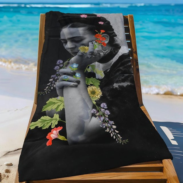 Ka Chen Mutong Strandhandtuch Frida Kahlo Design, schnelltrocknend und sanddicht, aus Mikrofaser, B: 30 cm, H: 60 cm - Bild 1