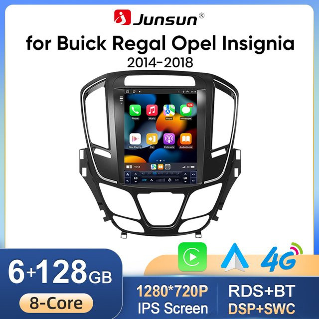Junsun Tesla Stil Android Auto und CarPlay Radio für Buick Regal und Opel Insignia 2014-2018 in Schwarz mit WiFi, GPS und Bluetooth - Bild 1