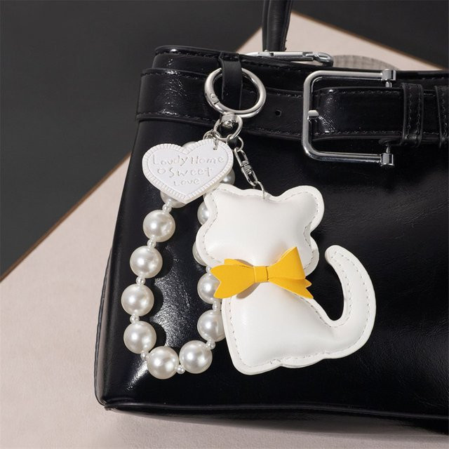 Yogodlns Anhänger Katze, Perle, Leder, Bowknot, Charms - Bild 1