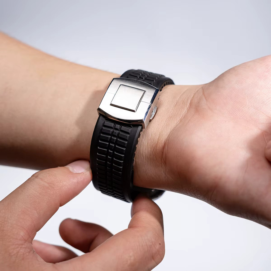 CAOWTAN Uhrenarmband Gummi, Schwarz, Unisex - Bild 3