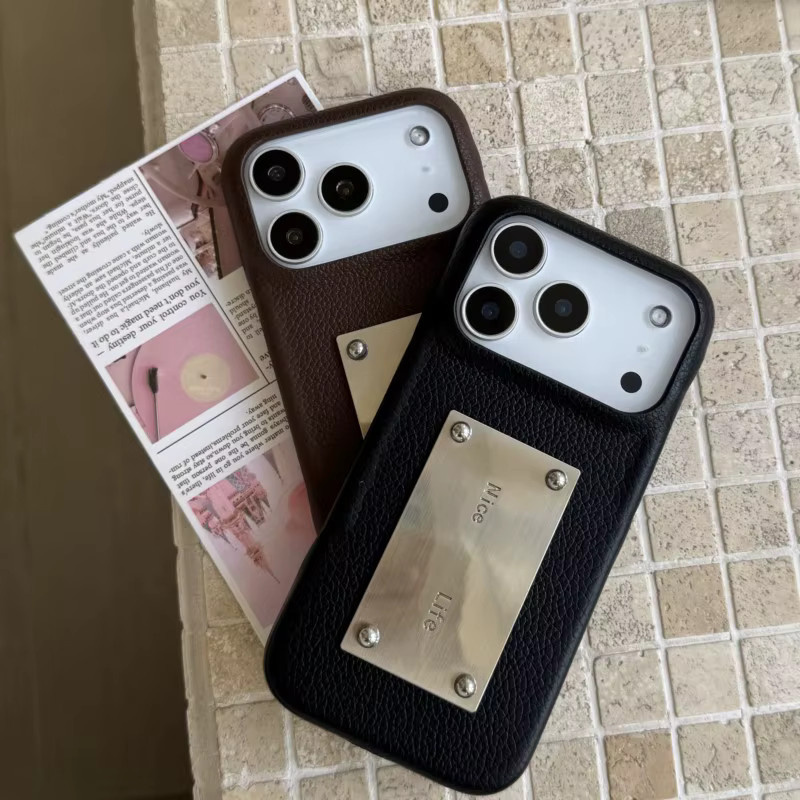 Cortex Metall-Kartenetui mit Litchi-Muster für iPhone 17 Pro Max 16 15 14 13 12 Pro Max in Schwarz - Bild 3
