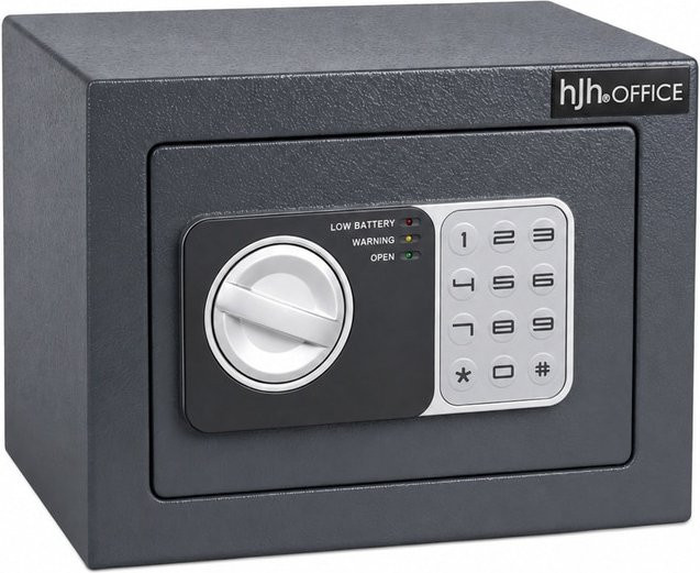 hjh OFFICE Tresor Safe Compact Mini aus Stahl in Grau mit elektronischer Verriegelung - Bild 1