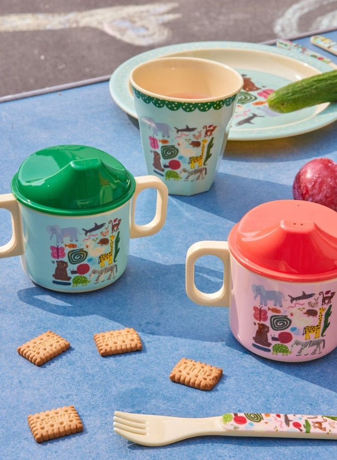 Rice Melamin Baby Schnabeltasse Wildlife in Mint mit 250ml - Bild 2
