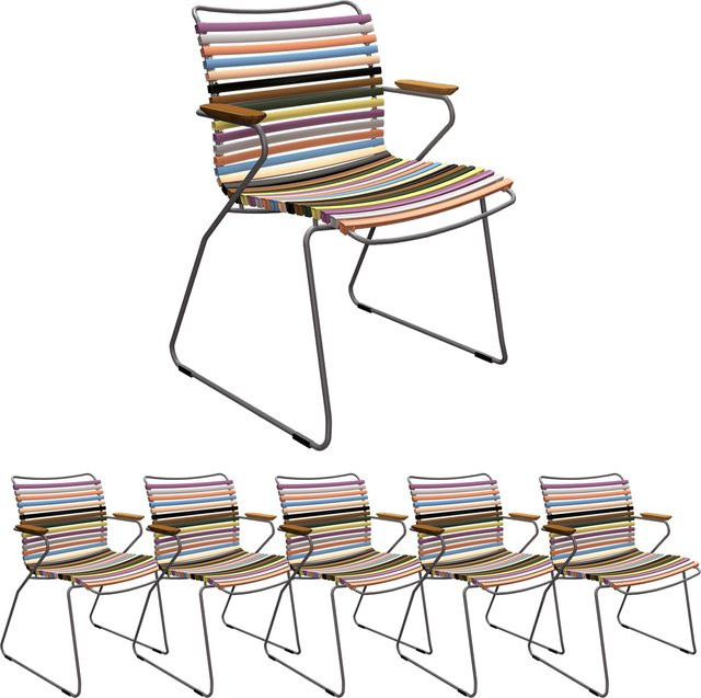 6er Set Houe CLICK Gartenstühle mit Armlehnen in Multicolour aus Metall - Bild 1