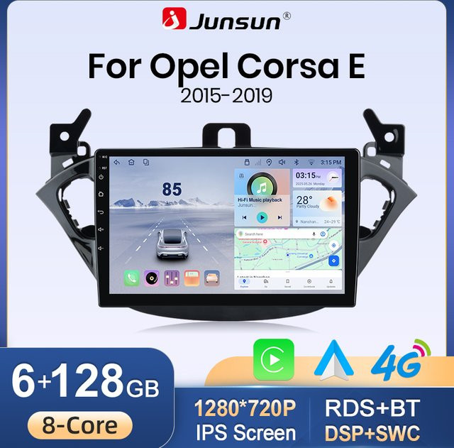 Junsun Autoradio Stereoanlage mit GPS-Navigation und 9,0 Zoll Touchscreen für Opel Adam 2013-2016 und Corsa E 2015-2019 in Schwarz - Bild 1