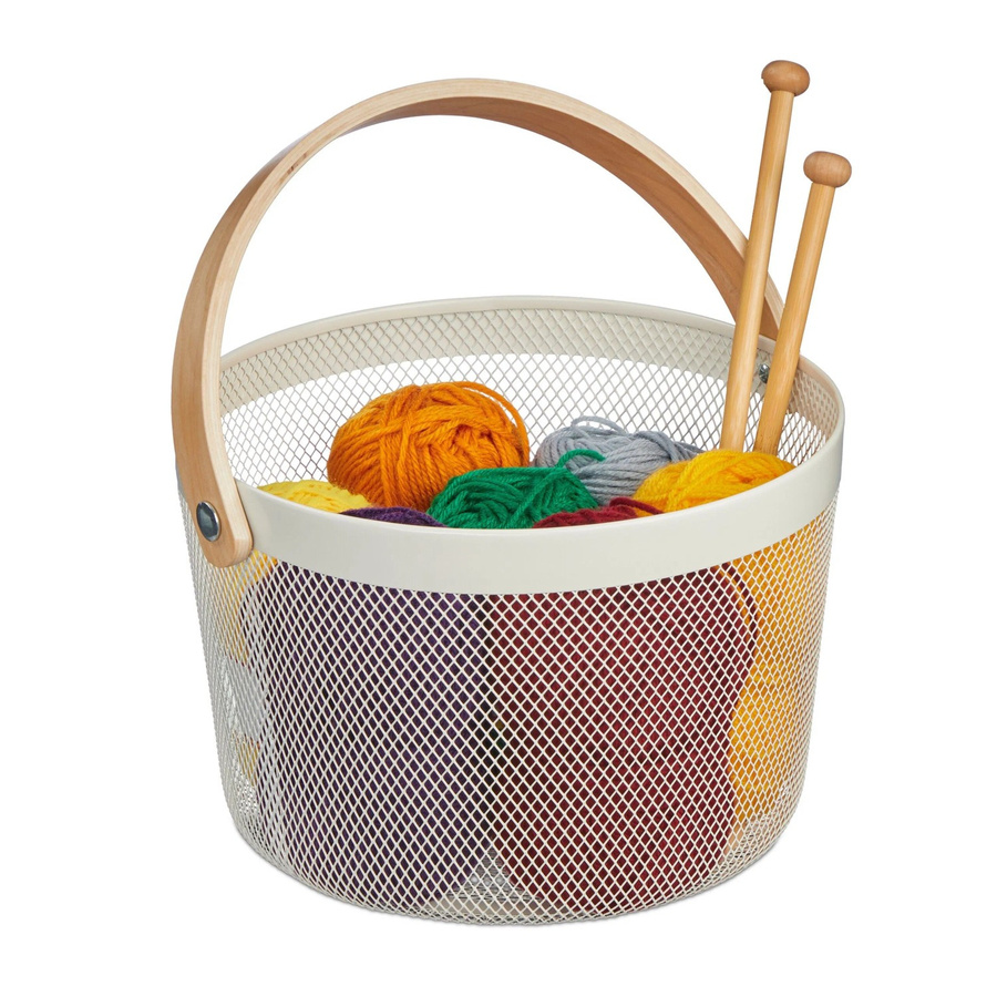 Relaxdays Drahtkorb aus Stahl in Weiß mit Henkel, B/T/H: 17,5 x 27,5 x 26,5 cm - Bild 2