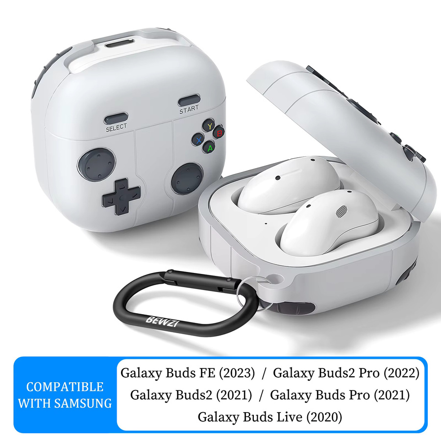 Schutzhülle für Samsung Galaxy Buds FE, Buds 2 Pro, Buds 2, Buds Live und Buds Pro inklusive 2 Haken in Pink oder Weiß - Bild 1