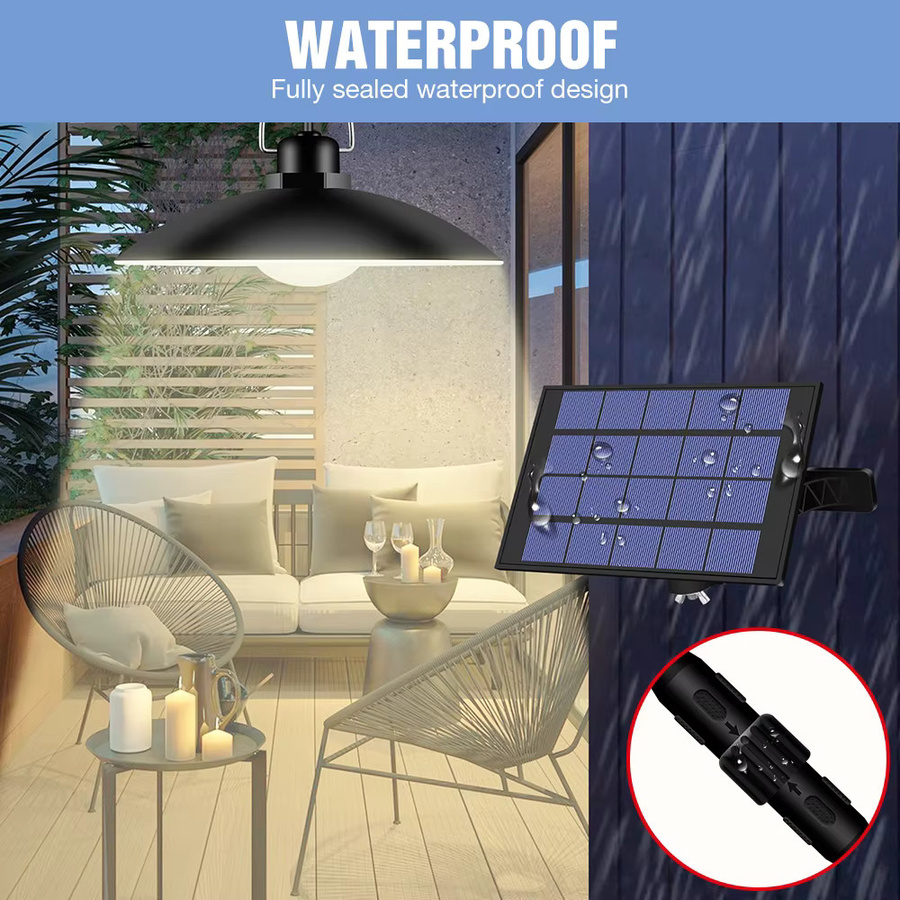 CanLing Solar-Pendelleuchte LED Außenlampe Schwarz wasserdicht für Garten und Park - Bild 5