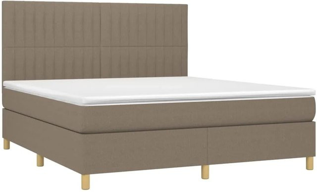 vidaXL Boxspringbett mit Matratze in Taupe, Hybrid-Bett mit LED-Unterbettbeleuchtung und USB-Ladeport, B/T: 160 x 200 cm - Bild 1