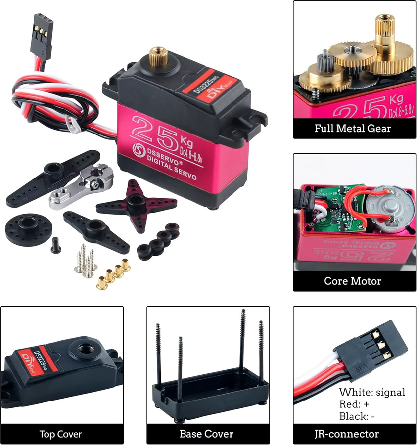 Stemedu DS3225 25kg High Torque RC Servo, Voll Metall Getriebe, 4-teiliges Set - Bild 2