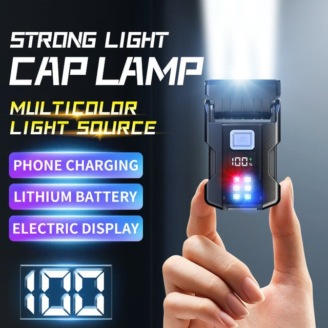 ESMARTER Mini-LED-Taschenlampe in Schwarz, USB wiederaufladbare EDC-Taschenlampe mit Magnet, Batterieanzeige und 7 Modi - Bild 1