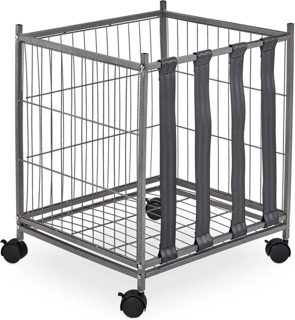 Relaxdays Ballwagen aus Stahl in Grau mit Rollen und Feststellbremse B: 60 cm, T: 50 cm, H: 45 cm - Bild 1