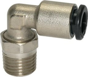Riegler L-Steckverschraubung click-clock, drehbar, R 1/4 außen, Ø 10 mm, Messing, Silber - Bild 1