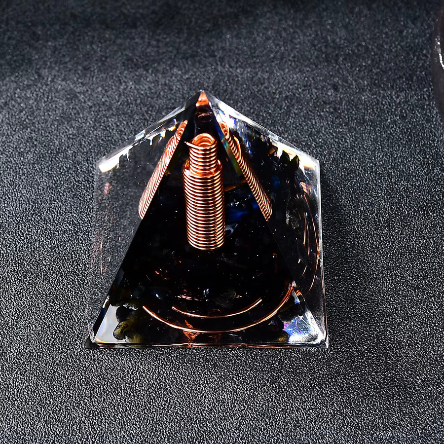 Schwarze Obsidian-Energiepyramide als Worry Stone zur Dekoration und Yoga-Energieverstärkung - Bild 2