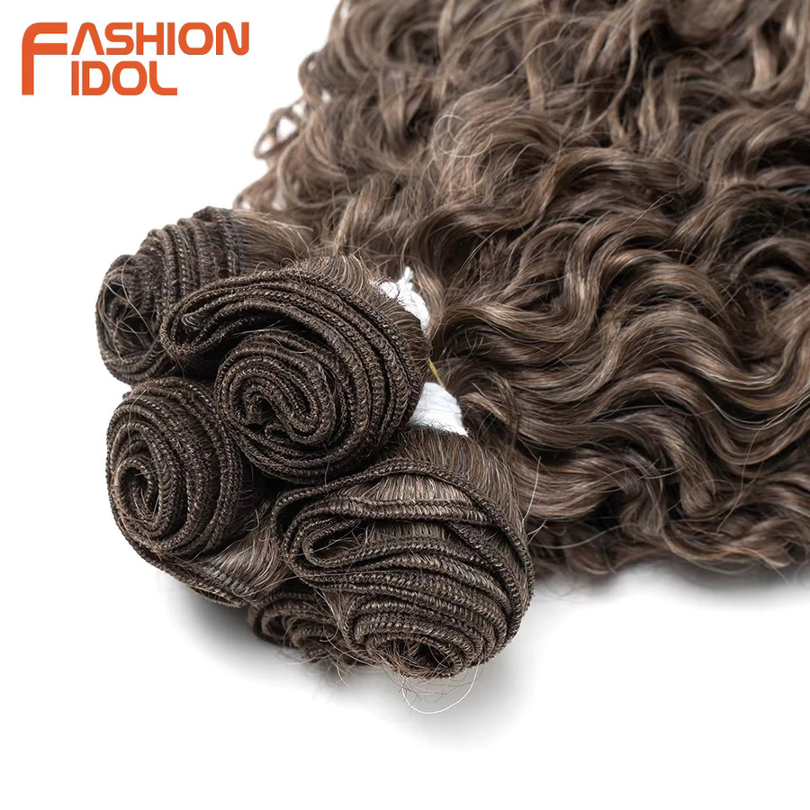 FASHION IDOL Deep Wave Synthetisches Haar, Ombre Braun, Haarverlängerungen - Bild 4