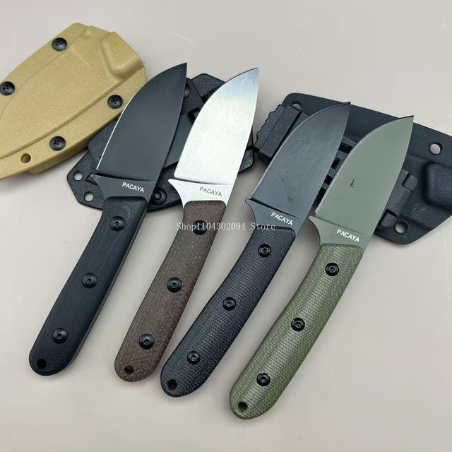 Pacaya D2 Stahl EDC-Messer Schwarz, feststehendes Outdoor-Messer für Camping, Angeln und Wandern - Bild 1