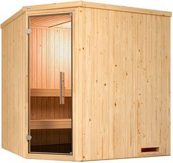 WEKA Ecksauna Varberg 2 für 6 Personen in Braun mit 5,4 kW Ofen und integrierter Steuerung - Bild 1