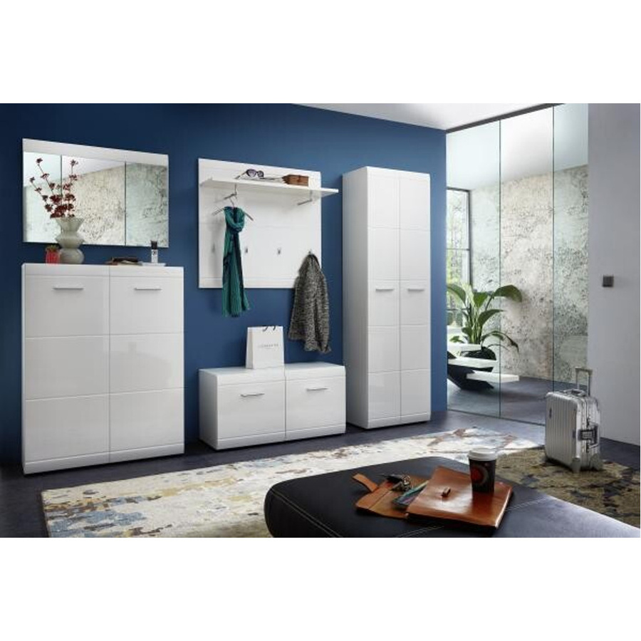 Schuhschrank Germania Adana in Weiss, modern und glänzend, B/H/T: 89 x 120 x 36 cm - Bild 2