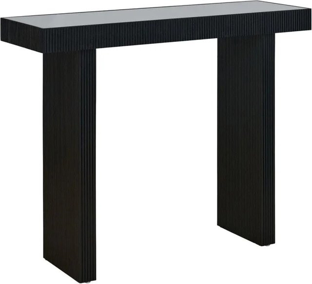 Svita Alvaro Konsolentisch in Rattanoptik mit Glasplatte, Schwarz, B/T/H: 110 x 38 x 85 cm - Bild 1