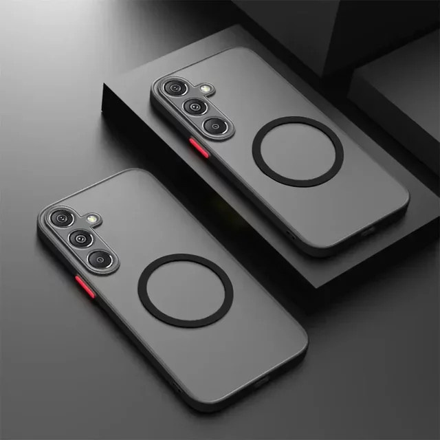Magnetische Handyhülle mit Hautgefühl für Samsung Galaxy S25 Edge S24 Ultra S23 Plus A55 A35 A25 A05S A06 A16 A26 A36 A56 5G aus Hard PC in Rot - Bild 1
