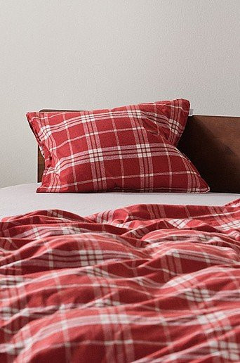 Jotex VILMA Kopfkissenbezug aus Baumwolle in Rot, Flanell-Stil, waschbar bei 60 °C - Bild 1