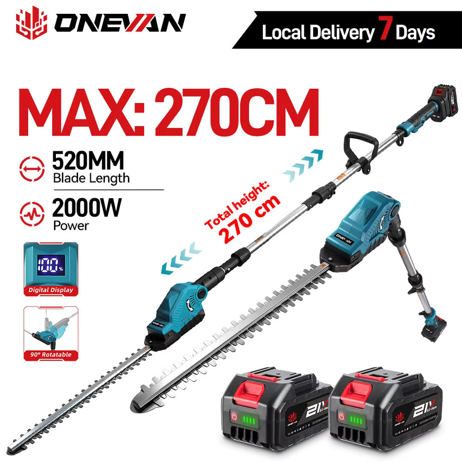 ONEVAN Elektrische Hochastschere 2000W Kabellos mit LED und Teleskop-Funktion, kompatibel mit Makita LXT 18V Akku, Blau - Bild 1