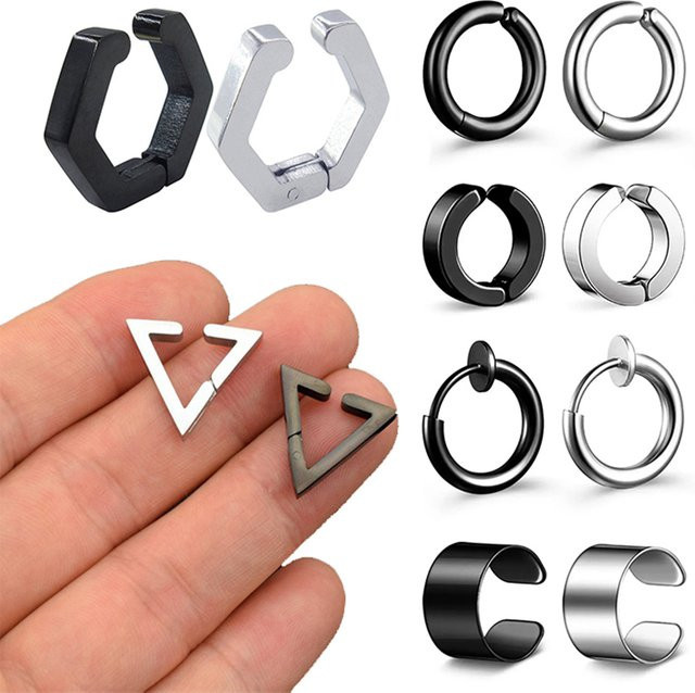 SMYXY Ohrclip Ohrringe, Polygon, Edelstahl, Unisex - Bild 1