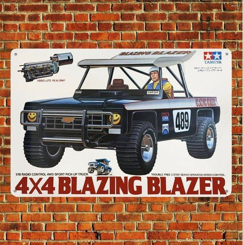 Metallposter Tamiya Blazing Blazer Boxart Vintage RC-Auto Blechschild Plakette, Mehrfarbig, Breite: 20,0 cm, Höhe: 14,0 cm - Bild 1