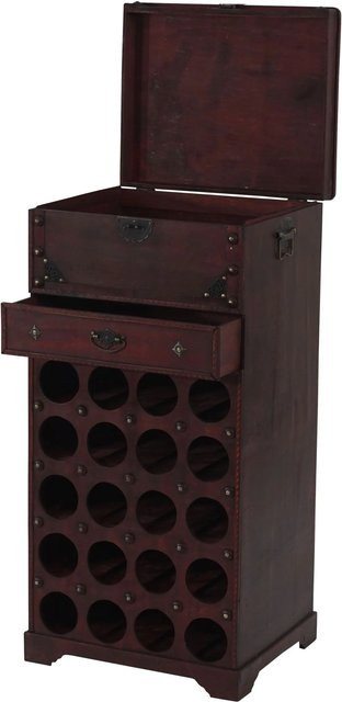 MCW Weinregal Rhone in Braun im Kolonialstil aus Holz mit Schublade für 20 Flaschen, H: 94,0 cm, B: 38,0 cm, T: 46,0 cm - Bild 2