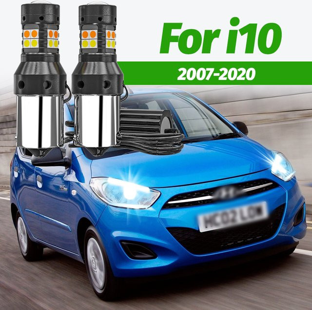 VENDY LED DRL Tagfahrlicht und Dual-Mode-Blinker Set in Schwarz für Hyundai i10 (2007-2020), 2 Stück - Bild 1