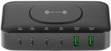 4Smarts 7in1 GaN Ladestation 100W mit Wireless Charging, 2x USB-A, 4x USB-C, Quick Charge 3.0 und USB PD, Schwarz/Grau - Bild 2