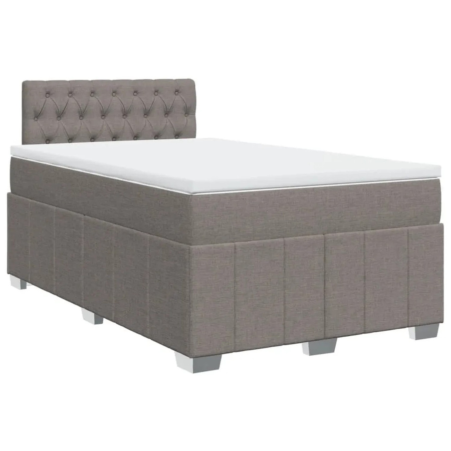 vidaXL Boxspringbett Hybrid mit Matratze und USB-Ladeport, Farbe Taupe, B/T: 120 x 200 cm - Bild 2