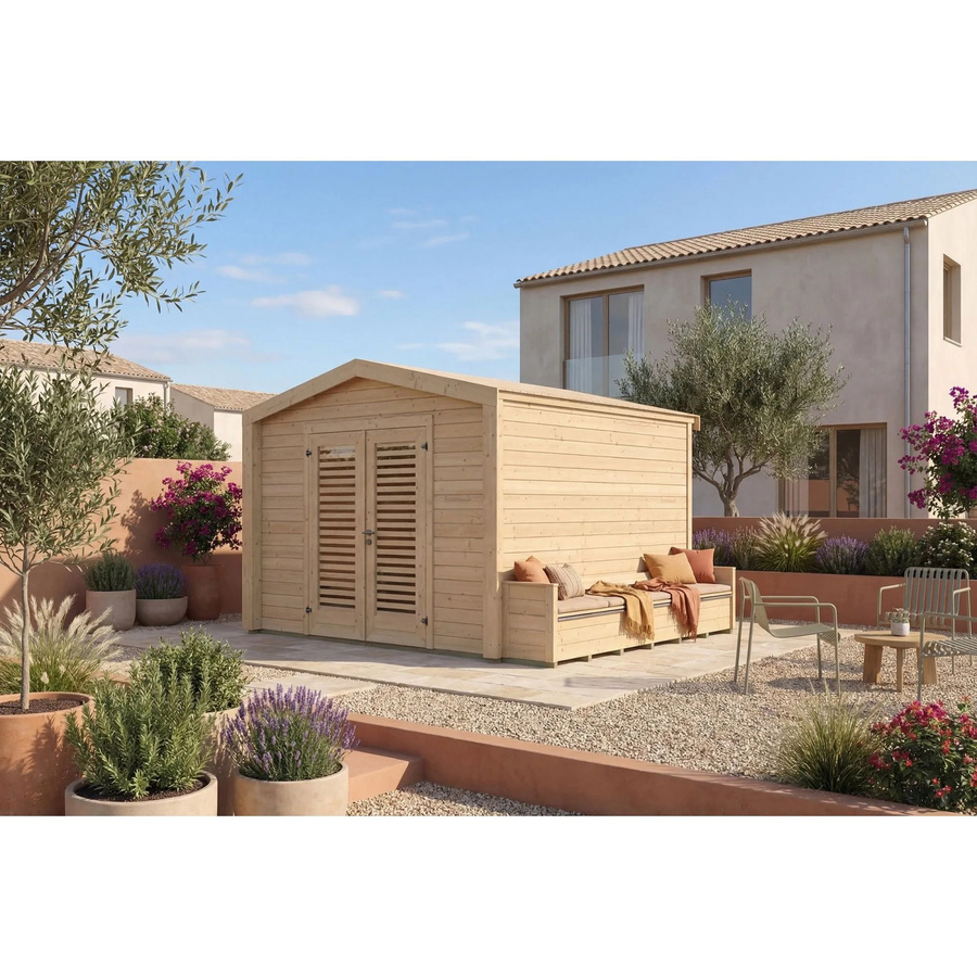 Weka Holz-Gartenhaus Killarney mit Satteldach in Natur, B: 357 cm, T: 313 cm, H: 246 cm - Bild 2