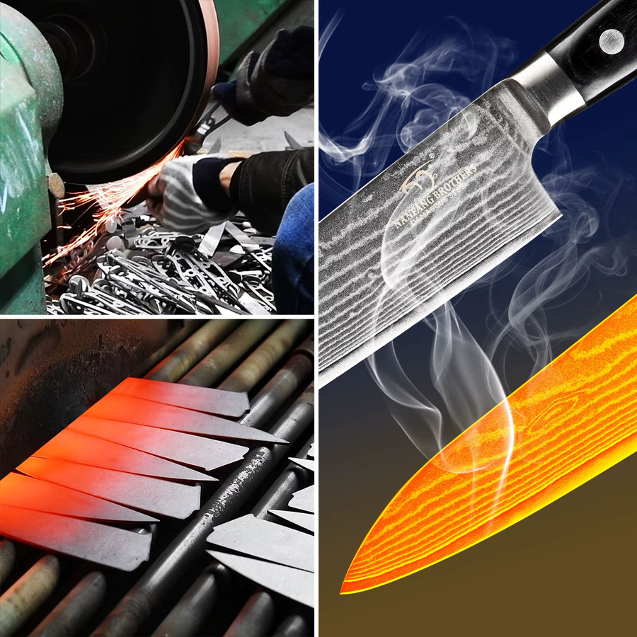 Nanfang Brothers Damaszener Kochmesser aus VG10 Stahl mit 66 Lagen und silbernem ABS-Griff für Sushi und Sashimi - Bild 5