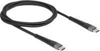Delock USB-C auf USB-C Kabel USB 2.0 in Schwarz mit verlängertem Knickschutz, Länge: 1,0 m - Bild 1