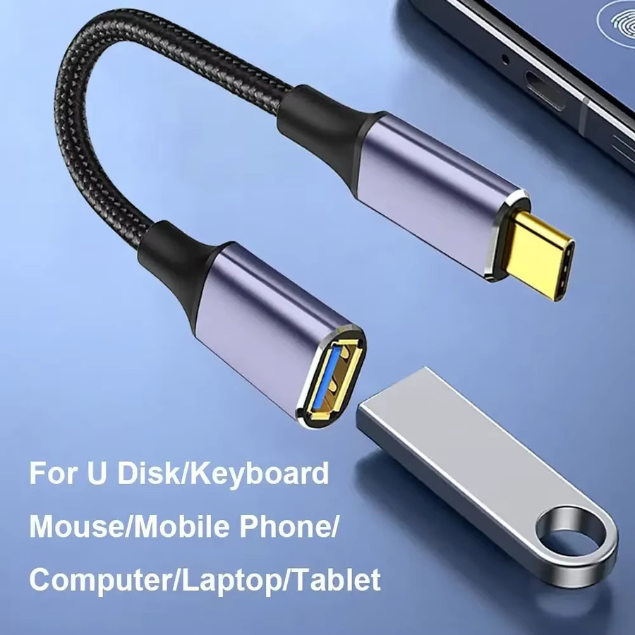 BSN USB-C auf USB 3.0 A OTG Adapter Kabel in Schwarz und Silber für Laptop, Tastatur und Maus - Bild 2