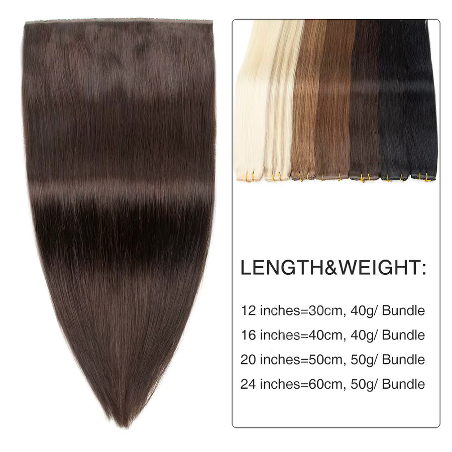 Boymia Remy Echthaar-Extensions, 25cm, Loch-Flat-Weft, Unsichtbar - Bild 5