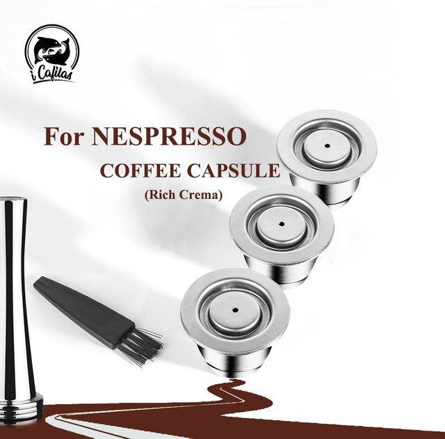 Wiederverwendbare Edelstahl Kaffeekapseln für Nespresso Maschinen in Silber für reiche Crema - Bild 1