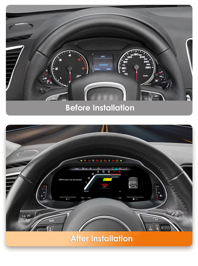 OSSURET 12,3 Zoll Digitales Display für Audi Q5 2009-2018 mit Android Auto und Carplay in Schwarz - Bild 2