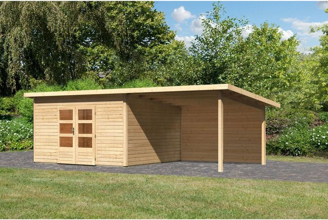 Karibu Holz-Gartenhaus Karlskoga 5 in Natur mit Pultdach und modernem Design, B/T: 365 x 365 cm - Bild 1