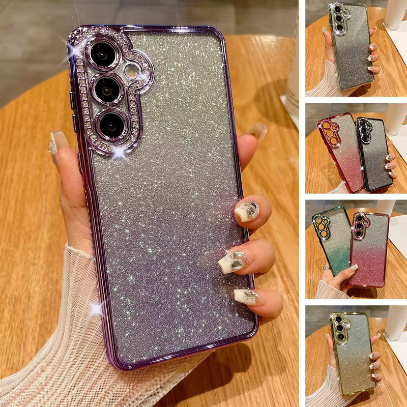 Glitzernde Strass-Schutzhülle mit Farbverlauf für Samsung Galaxy A57 A56 A55 A37 A36 A35 A26 A25 A17 A16 A15 in Pink und Multicolour - Bild 1