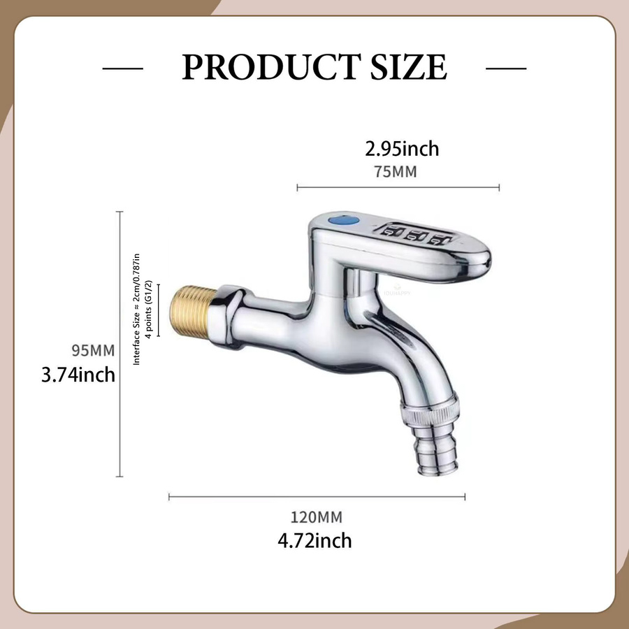 IOUHAPPY Sicherheitshahn mit 3 digitalen Codes, diebstahlsicherer Wasserhahn für Garten und Waschbecken, Farbe: Chrom/Silber - Bild 4