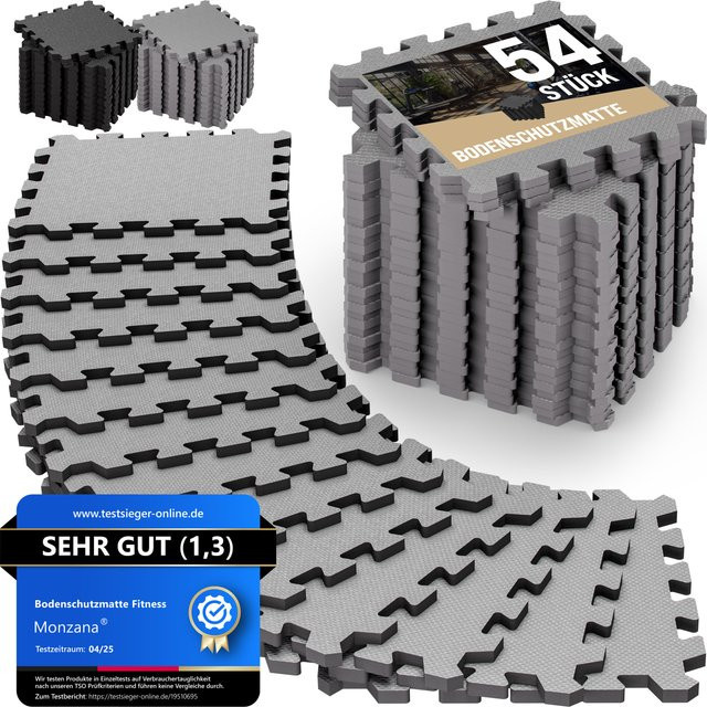 MONZANA Bodenschutz-Puzzlematten 54er-Set in Grau, B/T/H: 264 x 175 x 1 cm - Bild 1