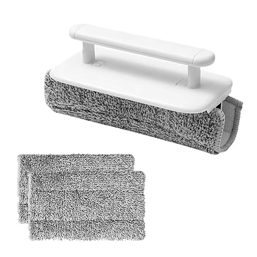 VIBRATITE Multifunktionale Fensterrillen-Reinigungstuchbürste aus Mikrofaser, faltbar, Weiß - Bild 3