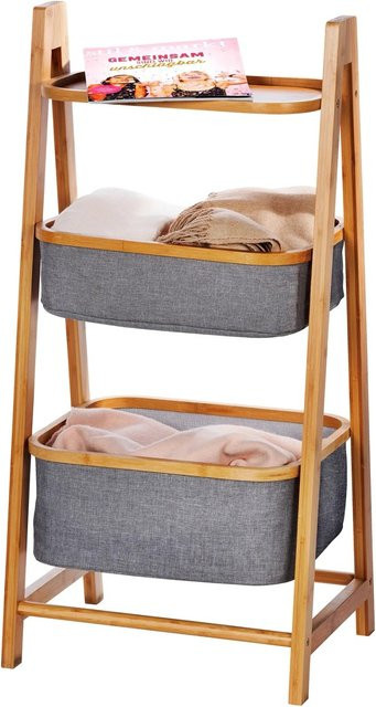 Wenko Haushaltsregal Bahari aus Bambus in Braun mit 2 Körben, B/H: 44 x 91 cm - Bild 1