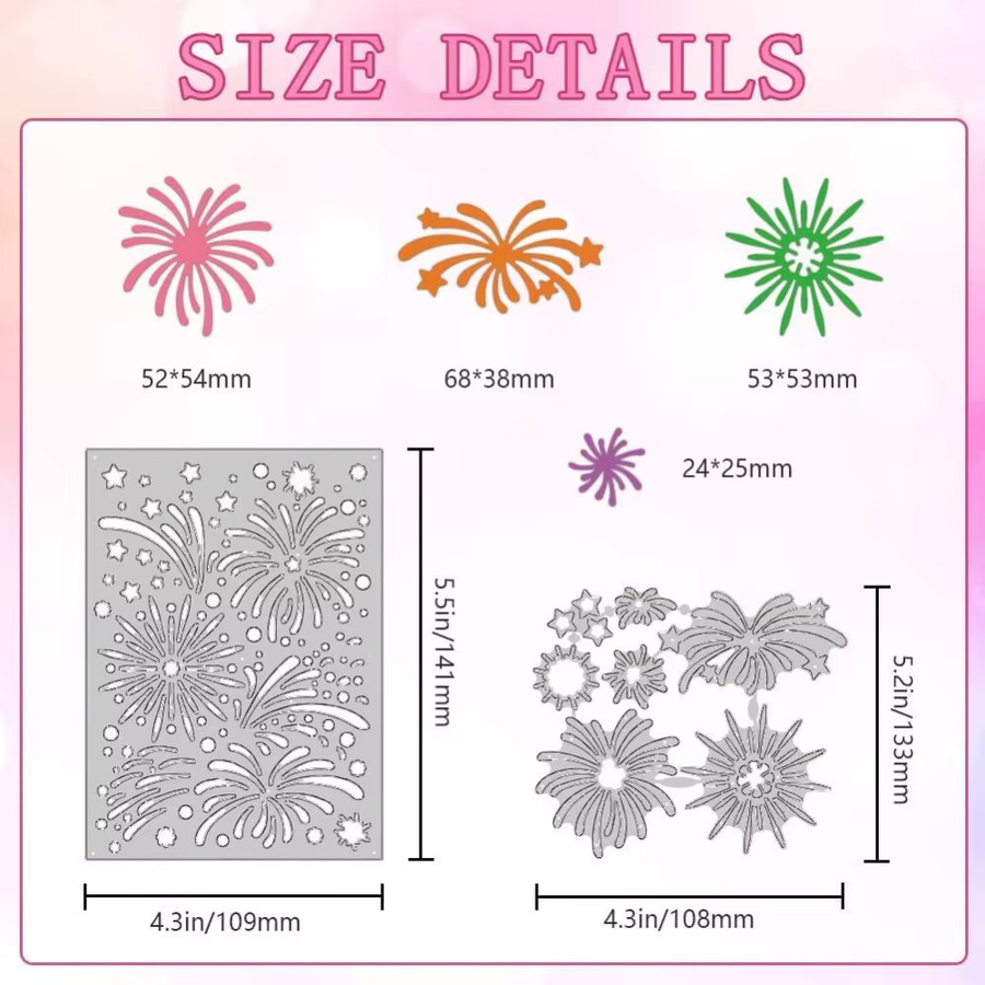 Feuerwerk Stanzformen aus Kohlenstoffstahl für Scrapbooking und Kartenherstellung, Multicolour - Bild 2
