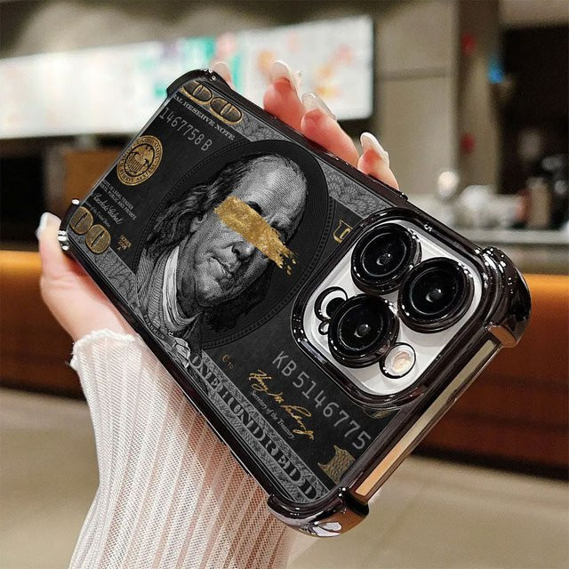 Schwarze Dollar Time is Money Handyhülle für iPhone 11 12 13 14 15 16 17 Pro Max und weitere Modelle, Soft Clear Cover in Schwarz und Transparent - Bild 1