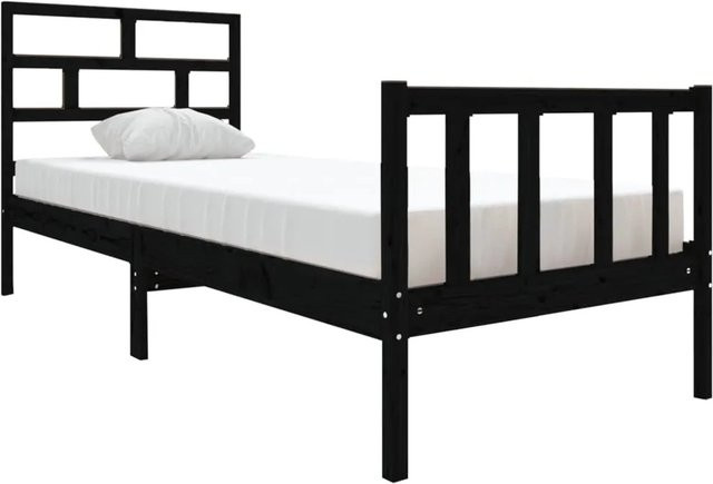 vidaXL Massivholzbett aus Kiefer in Schwarz, B/T/H: 75 x 190 x 80,5 cm - Bild 1