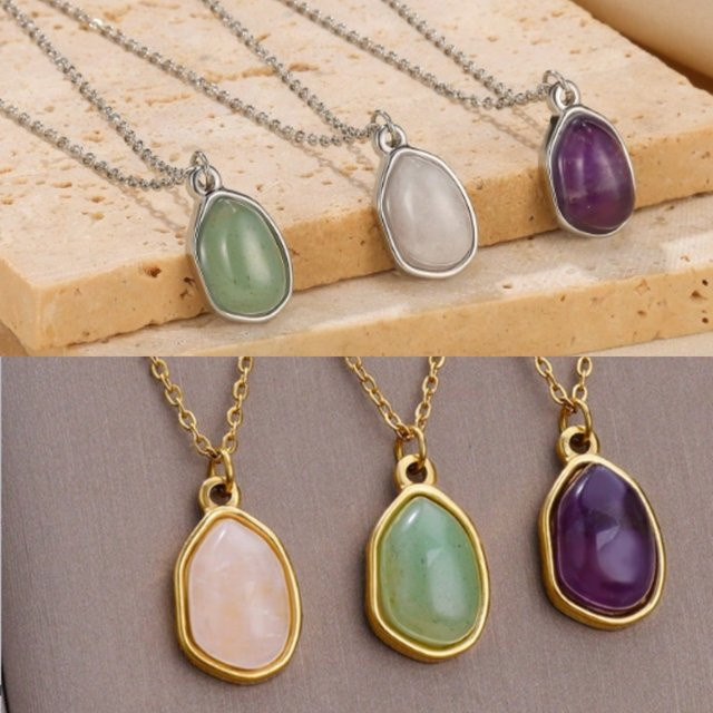 HPTOTMG Halskette, Edelstahl, Gold, Opal, Vintage, Unisex - Bild 1